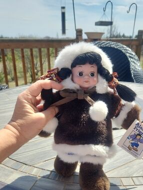 Alaskan Friends Plush Eskimo Doll - Brown with White Trim